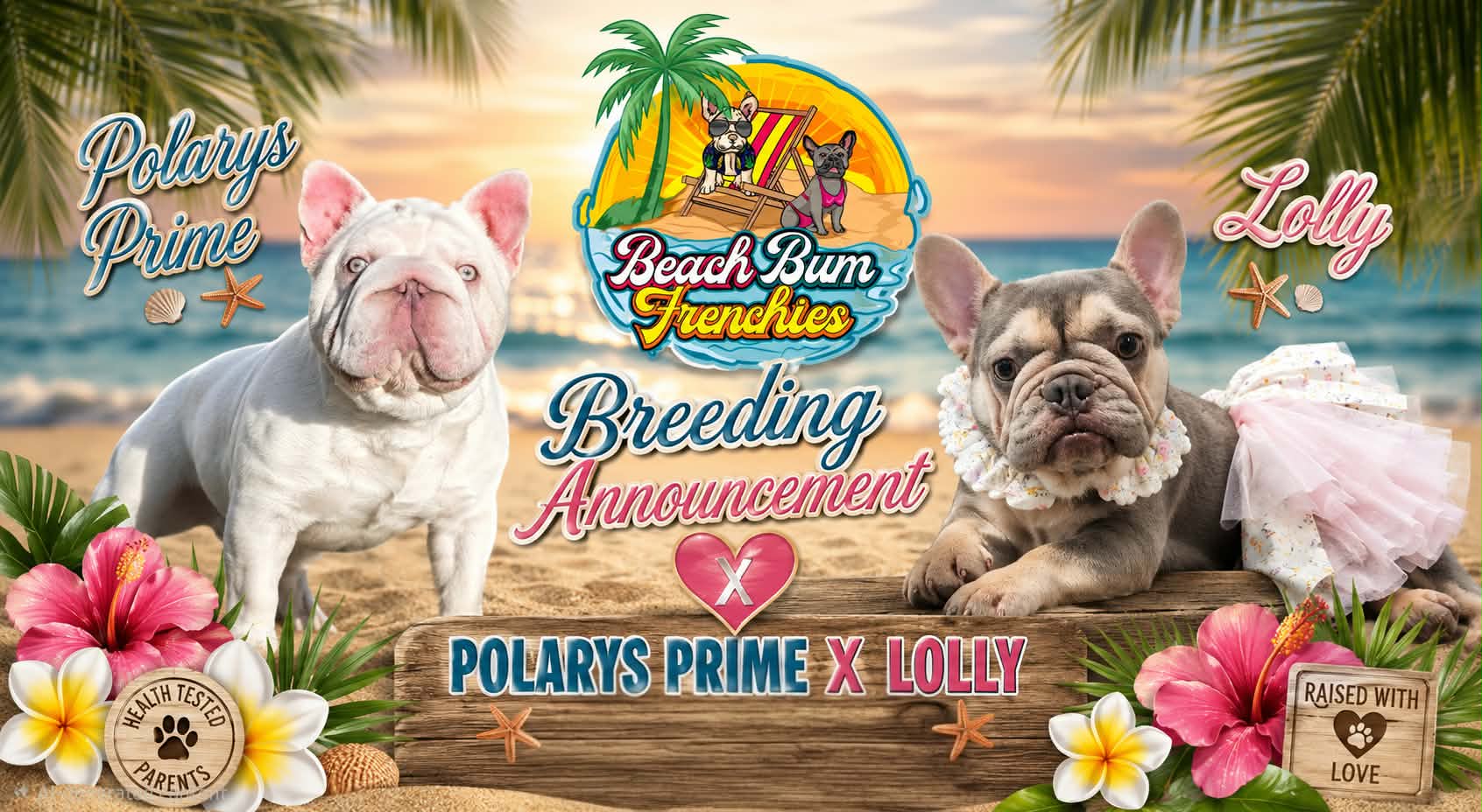 Beach Bum Frenchies breeding announcement โ Polarys Prime x Lolly